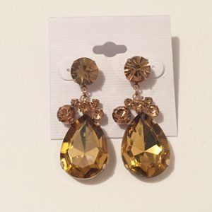 Champagne Stone Tear Drop Earrings